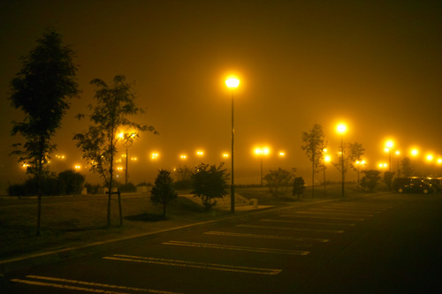 霧の河畔駐車場～幣舞橋
